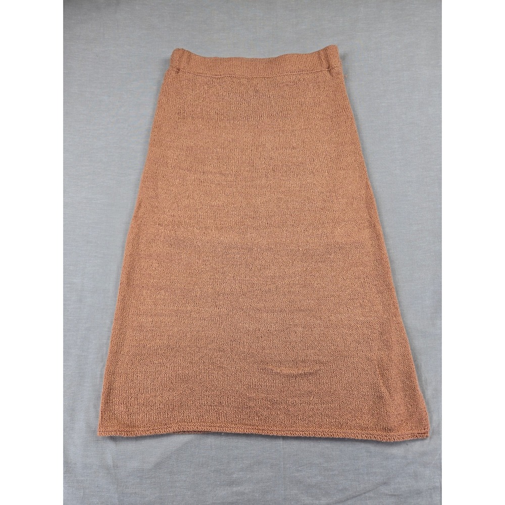 Listicle Womens Small Terracotta Rust Textured Knit Lined Midi Skirt Side Slit